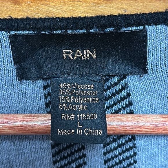 Rain Black & gray open front sweater with cuffed sleeves and 2 open pockets L - Picture 2 of 6